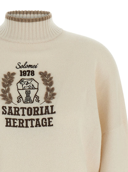 Brunello Cucinelli Heraldic Embroidery Sweater Beige