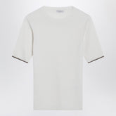 brunello cucinelli cashmere silk knit top white multicolor