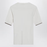 brunello cucinelli cashmere silk knit top white multicolor