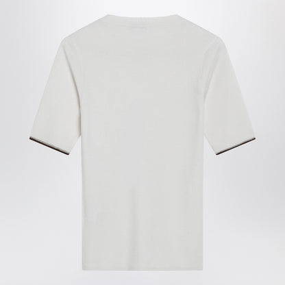brunello cucinelli cashmere silk knit top white multicolor