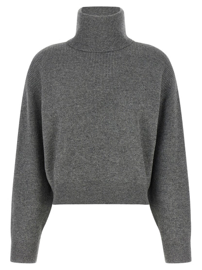 Brunello Cucinelli English Ribbed Sweater Gray