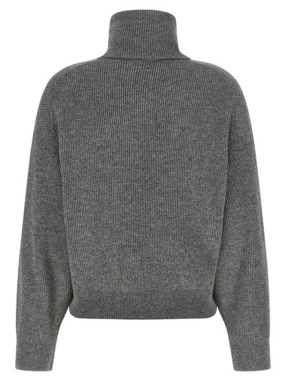 Brunello Cucinelli English Ribbed Sweater Gray