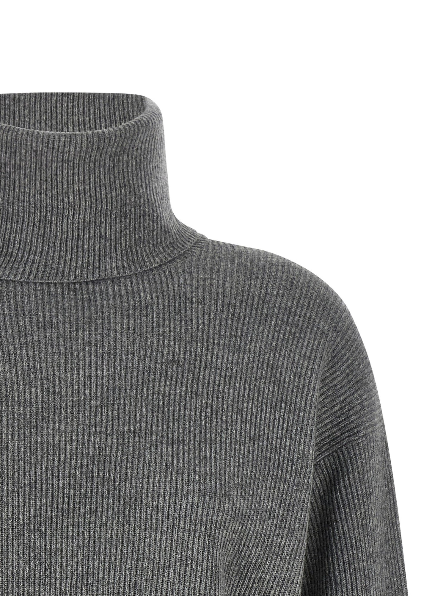 Brunello Cucinelli English Ribbed Sweater Gray