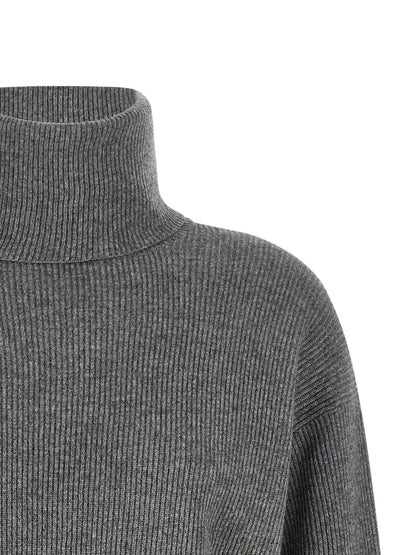 Brunello Cucinelli English Ribbed Sweater Gray