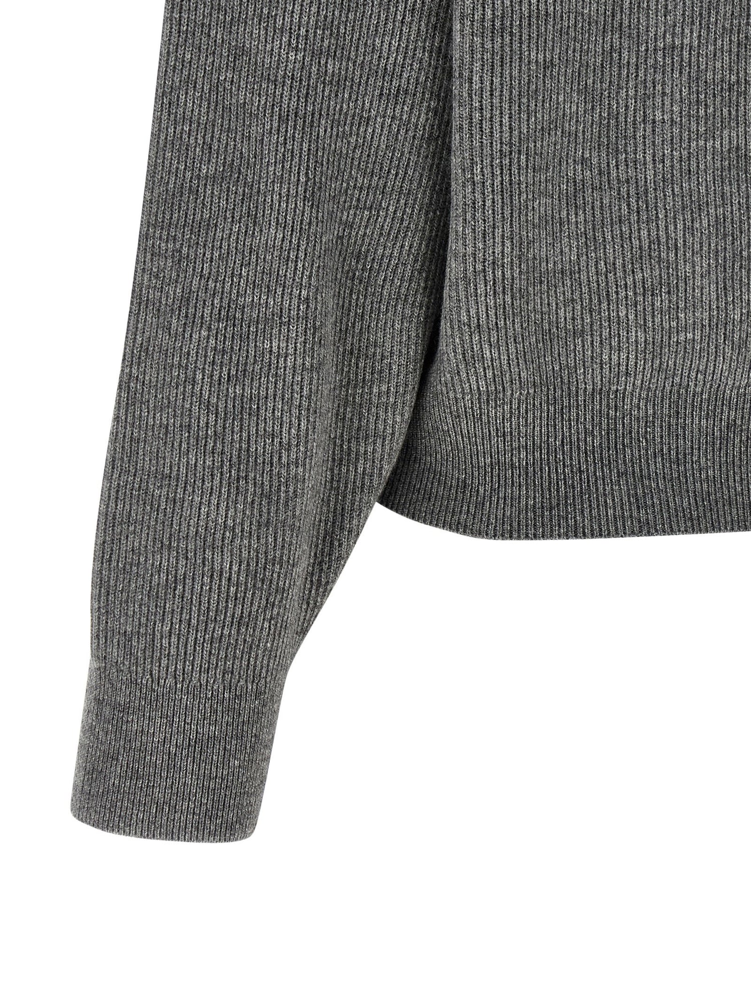 Brunello Cucinelli English Ribbed Sweater Gray