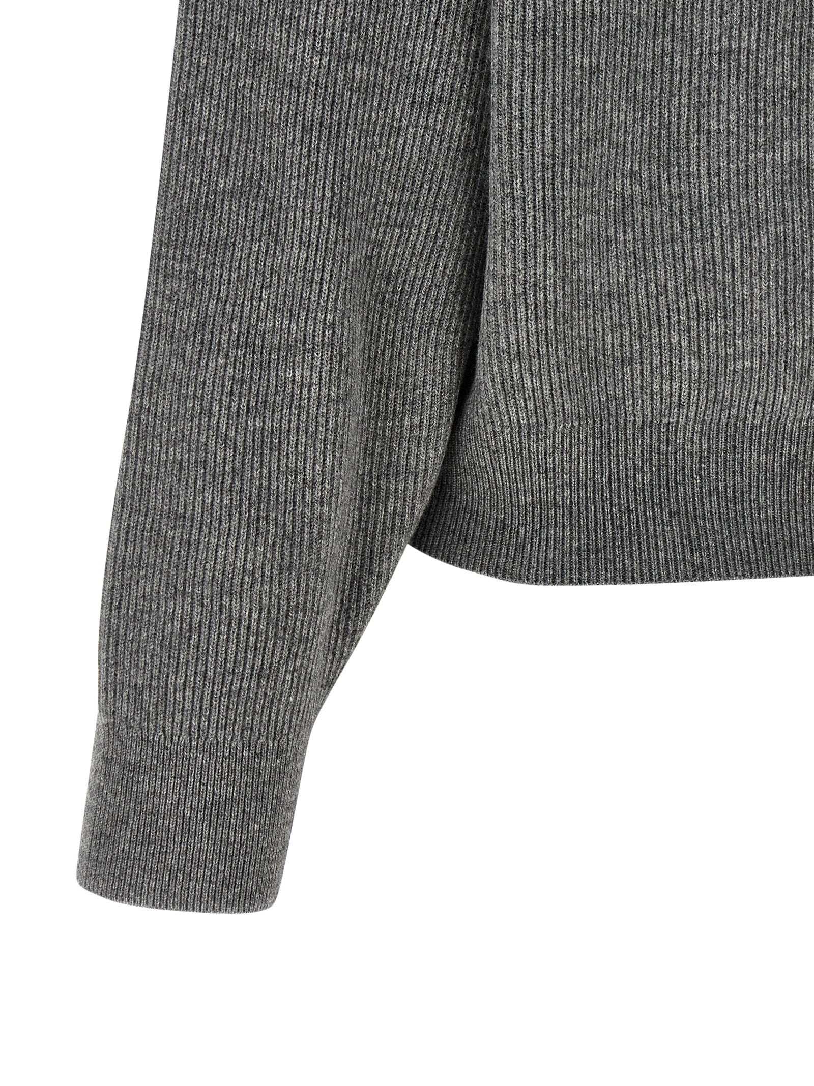 Brunello Cucinelli English Ribbed Sweater Gray