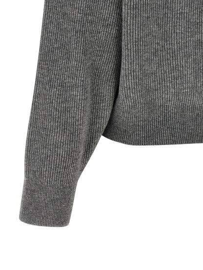 Brunello Cucinelli English Ribbed Sweater Gray