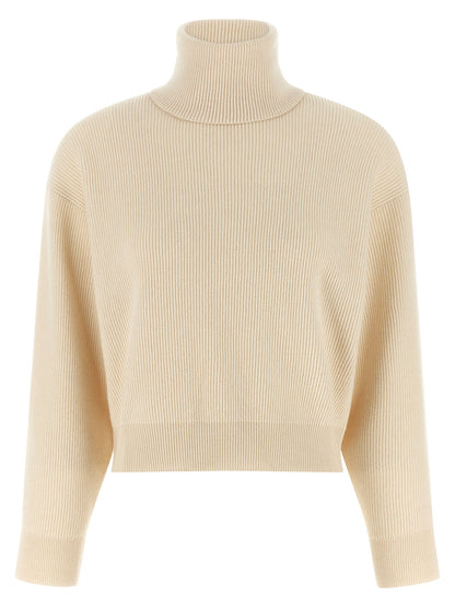 Brunello Cucinelli English Ribbed Sweater White