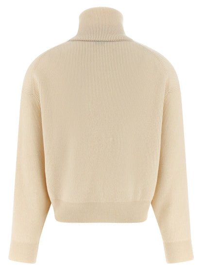 Brunello Cucinelli English Ribbed Sweater White