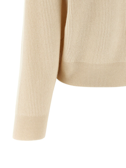 Brunello Cucinelli English Ribbed Sweater White