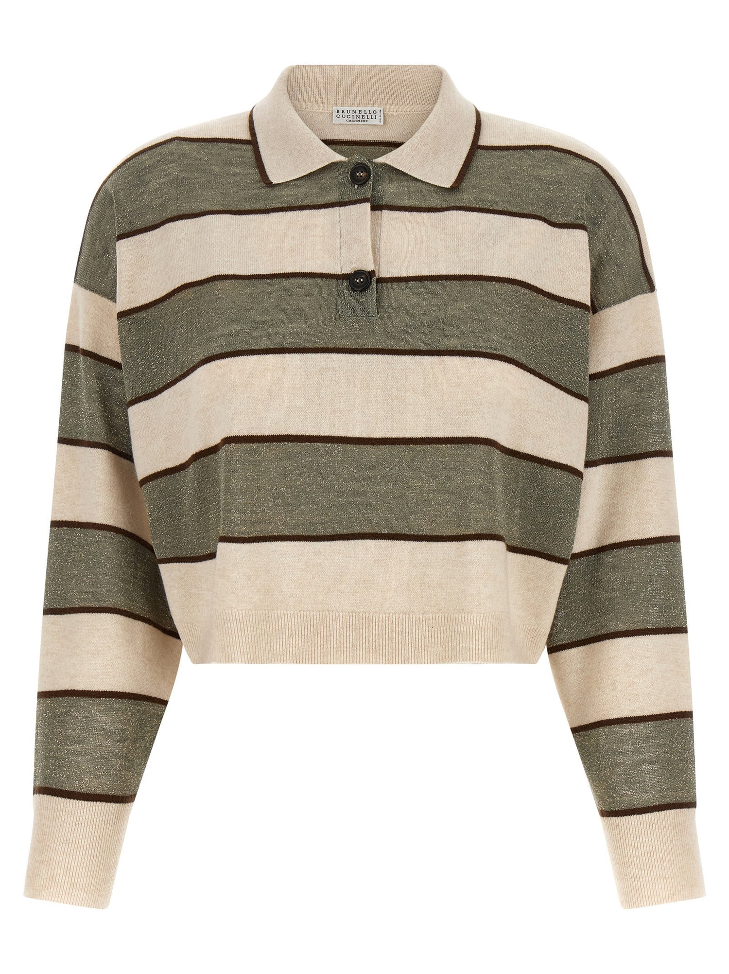 Brunello Cucinelli Sparkling Stripes Polo Shirt Multicolor