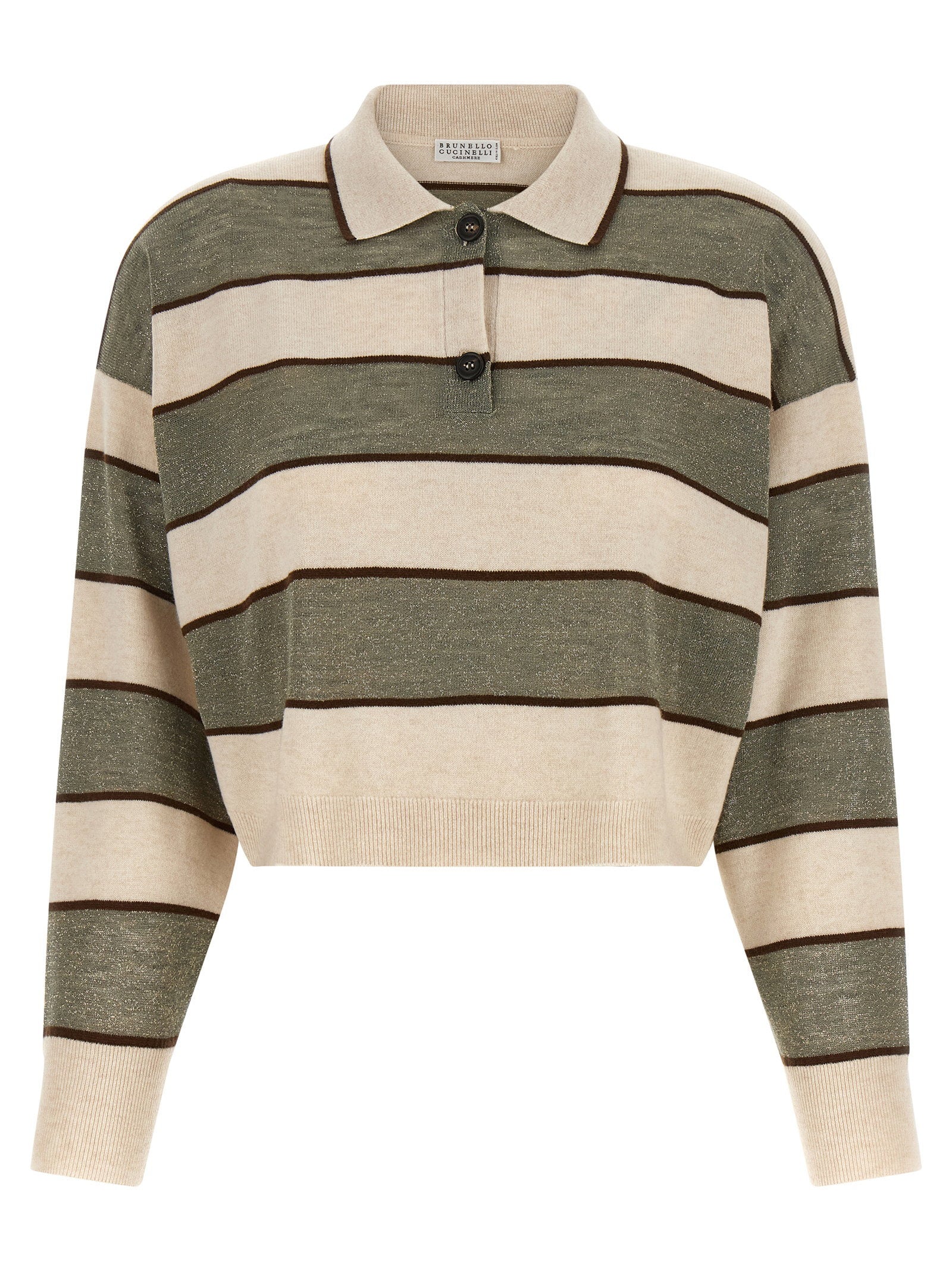 Brunello Cucinelli Sparkling Stripes Polo Shirt Multicolor