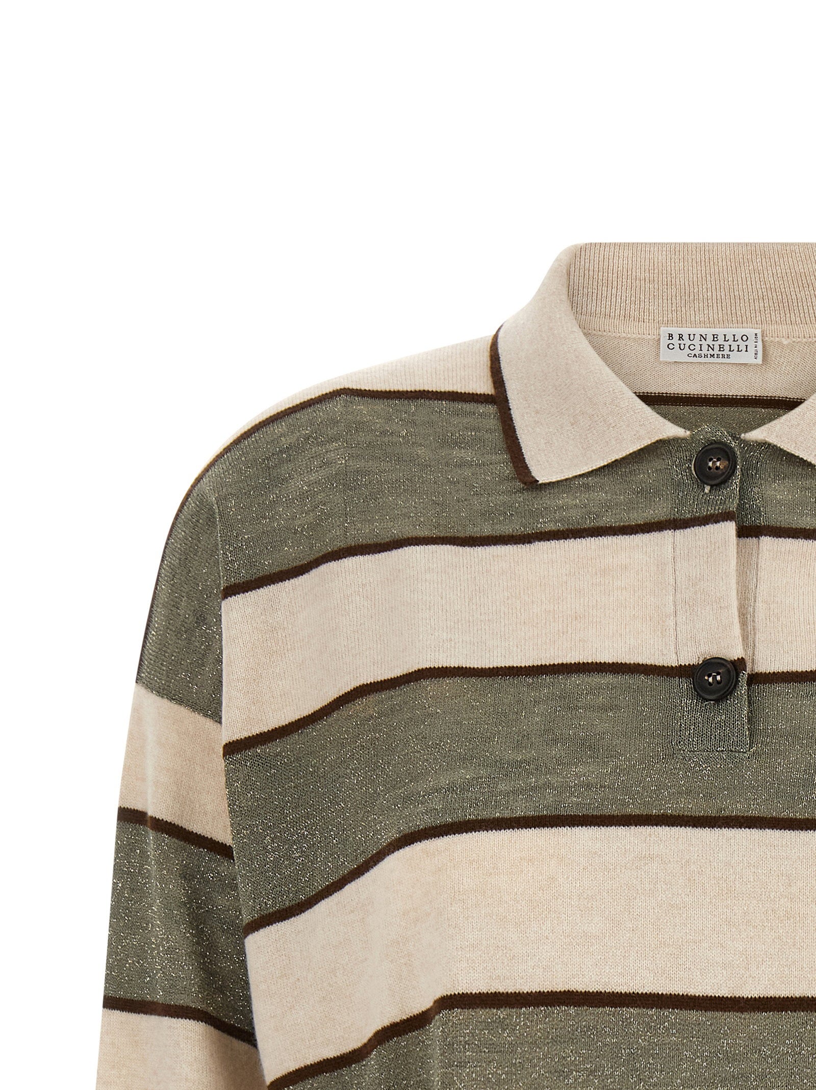 Brunello Cucinelli Sparkling Stripes Polo Shirt Multicolor