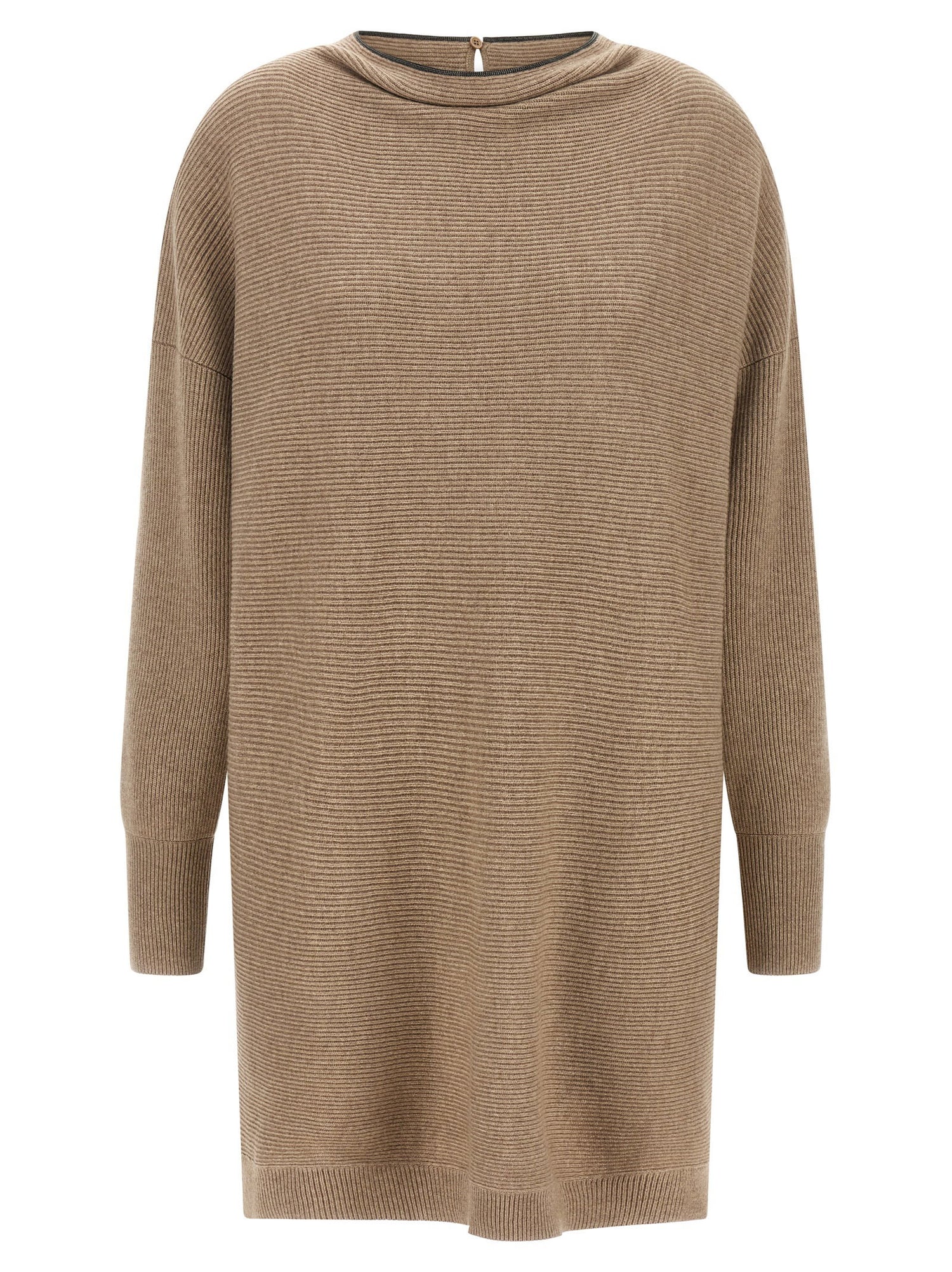 Brunello Cucinelli Precious Collar Dress Beige