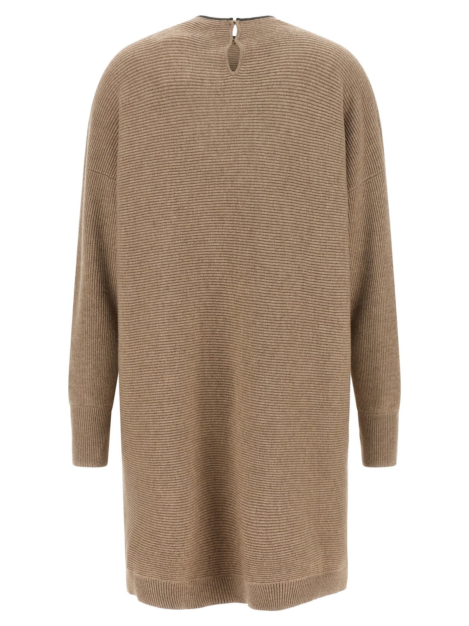 Brunello Cucinelli Precious Collar Dress Beige