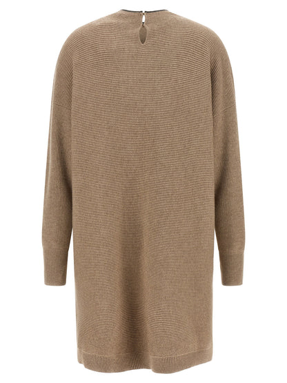 Brunello Cucinelli Precious Collar Dress Beige