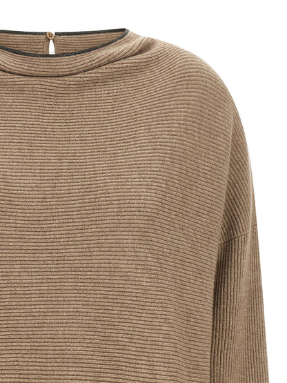 Brunello Cucinelli Precious Collar Dress Beige
