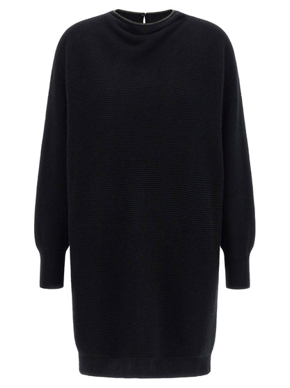 Brunello Cucinelli Precious Collar Dress Black