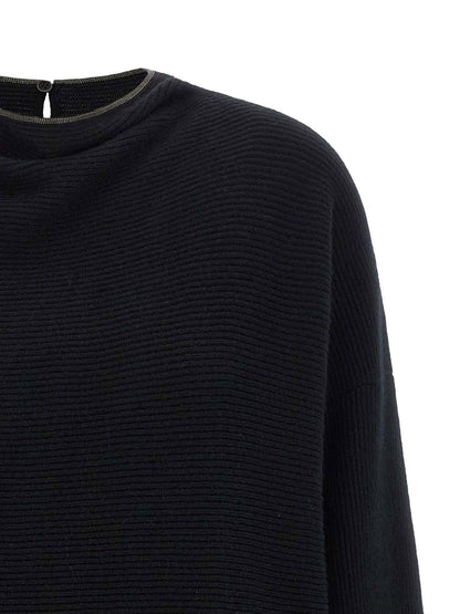 Brunello Cucinelli Precious Collar Dress Black