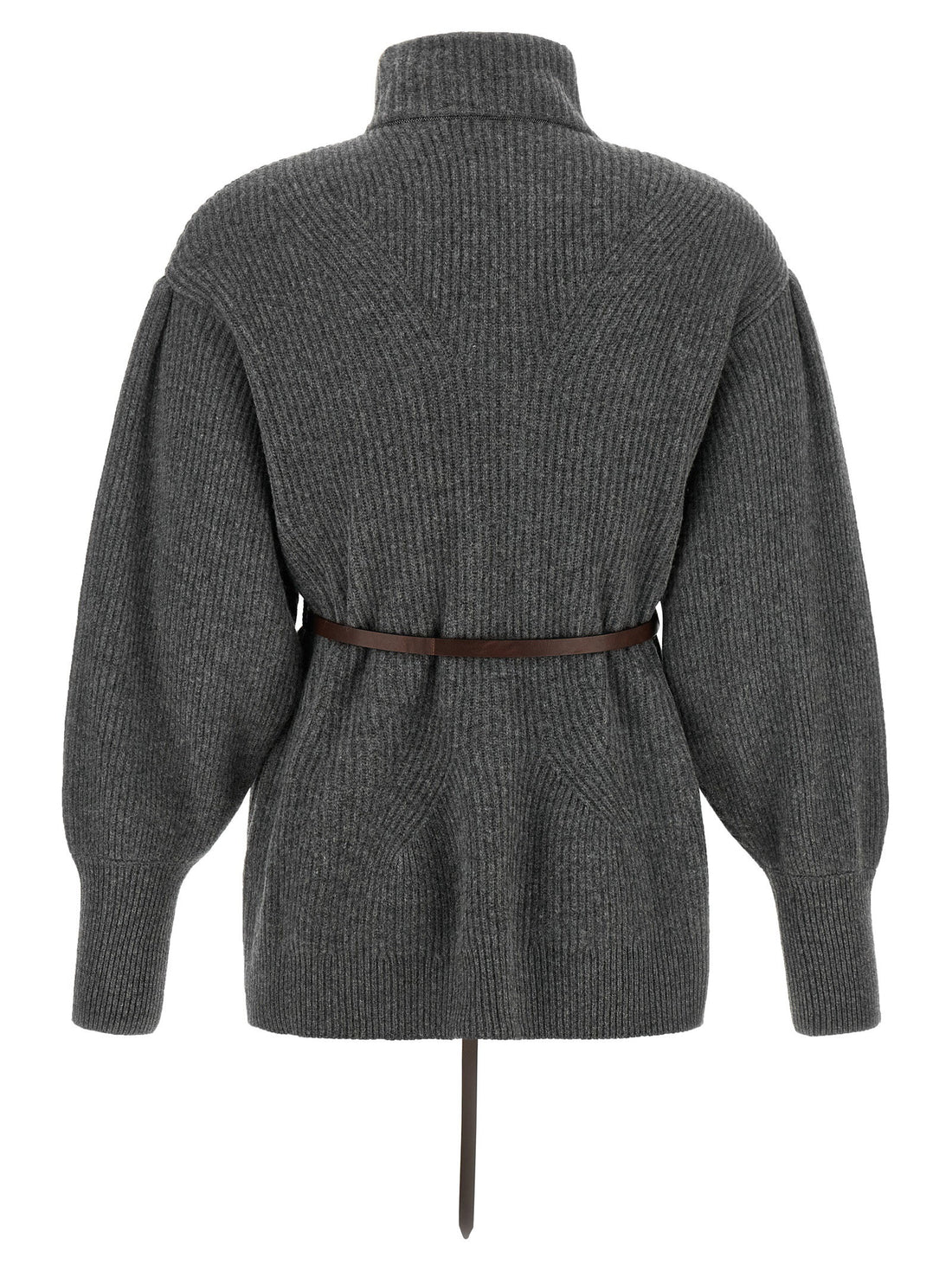 Brunello Cucinelli Belted Cardigan Gray