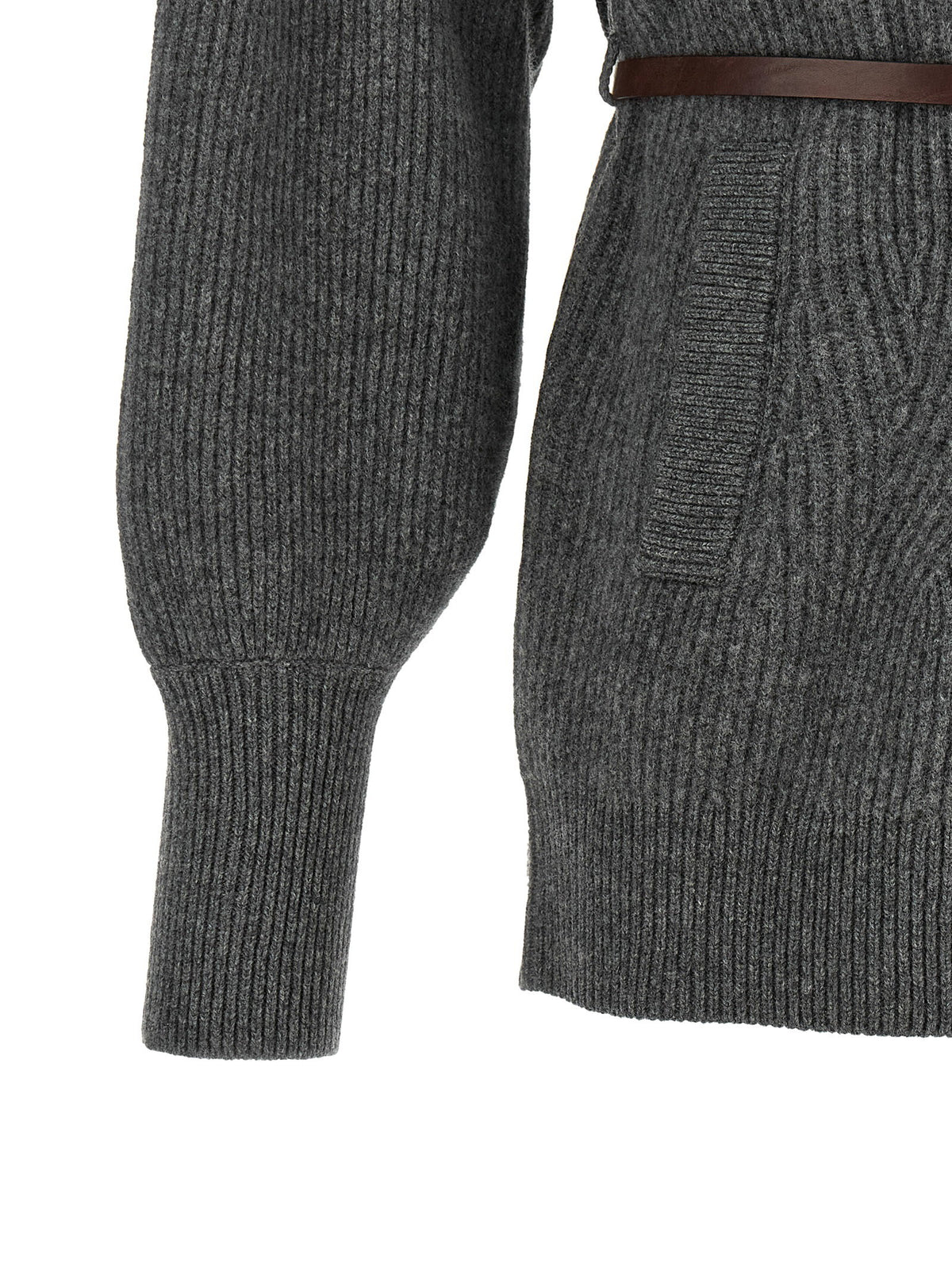 Brunello Cucinelli Belted Cardigan Gray