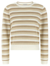 Brunello Cucinelli Striped Cotton Sweater Beige