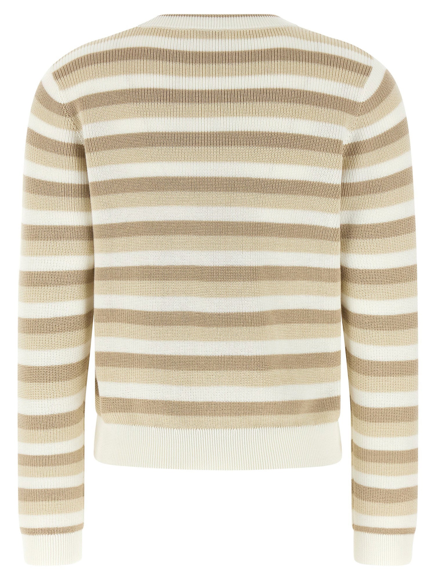 Brunello Cucinelli Striped Cotton Sweater Beige