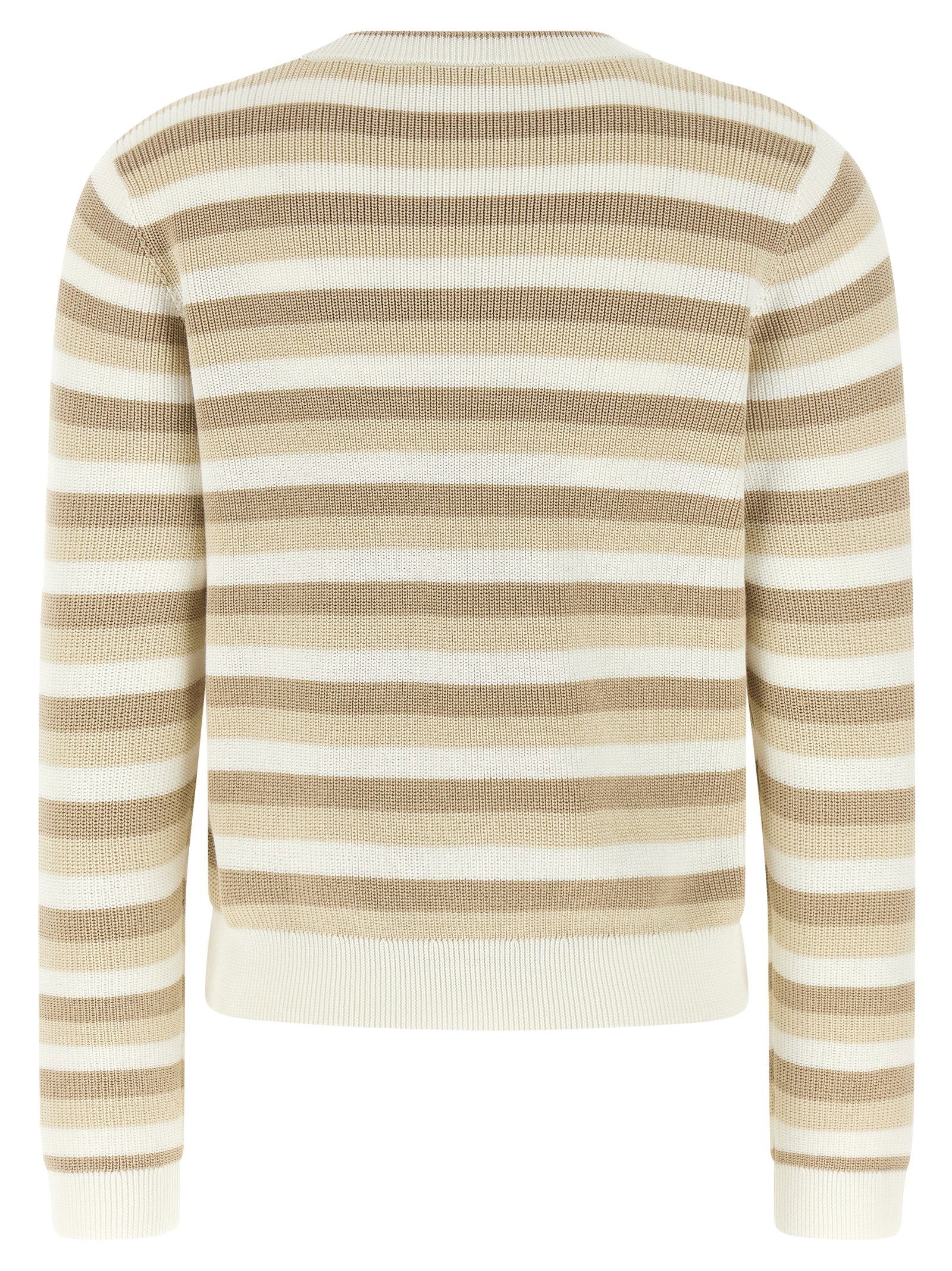 Brunello Cucinelli Striped Cotton Sweater Beige