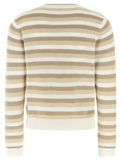 Brunello Cucinelli Striped Cotton Sweater Beige