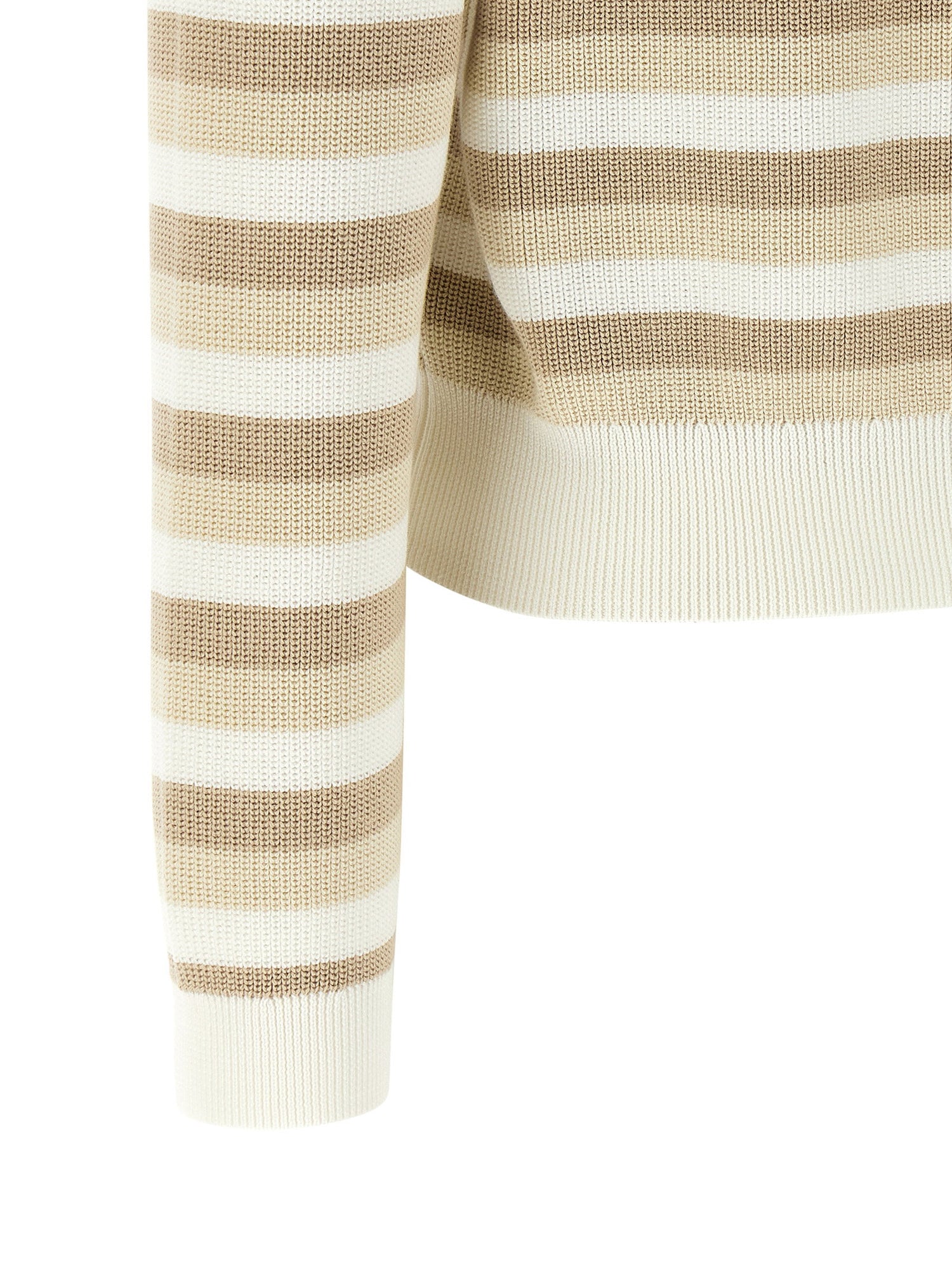 Brunello Cucinelli Striped Cotton Sweater Beige