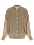 Brunello Cucinelli Organza Sleeve Cardigan Beige