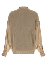 Brunello Cucinelli Organza Sleeve Cardigan Beige