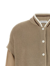 Brunello Cucinelli Organza Sleeve Cardigan Beige