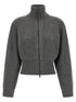 Brunello Cucinelli Ribbed Cardigan With Leather Detail Gray