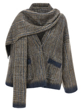 Brunello Cucinelli Cardigan With Scarf Gray