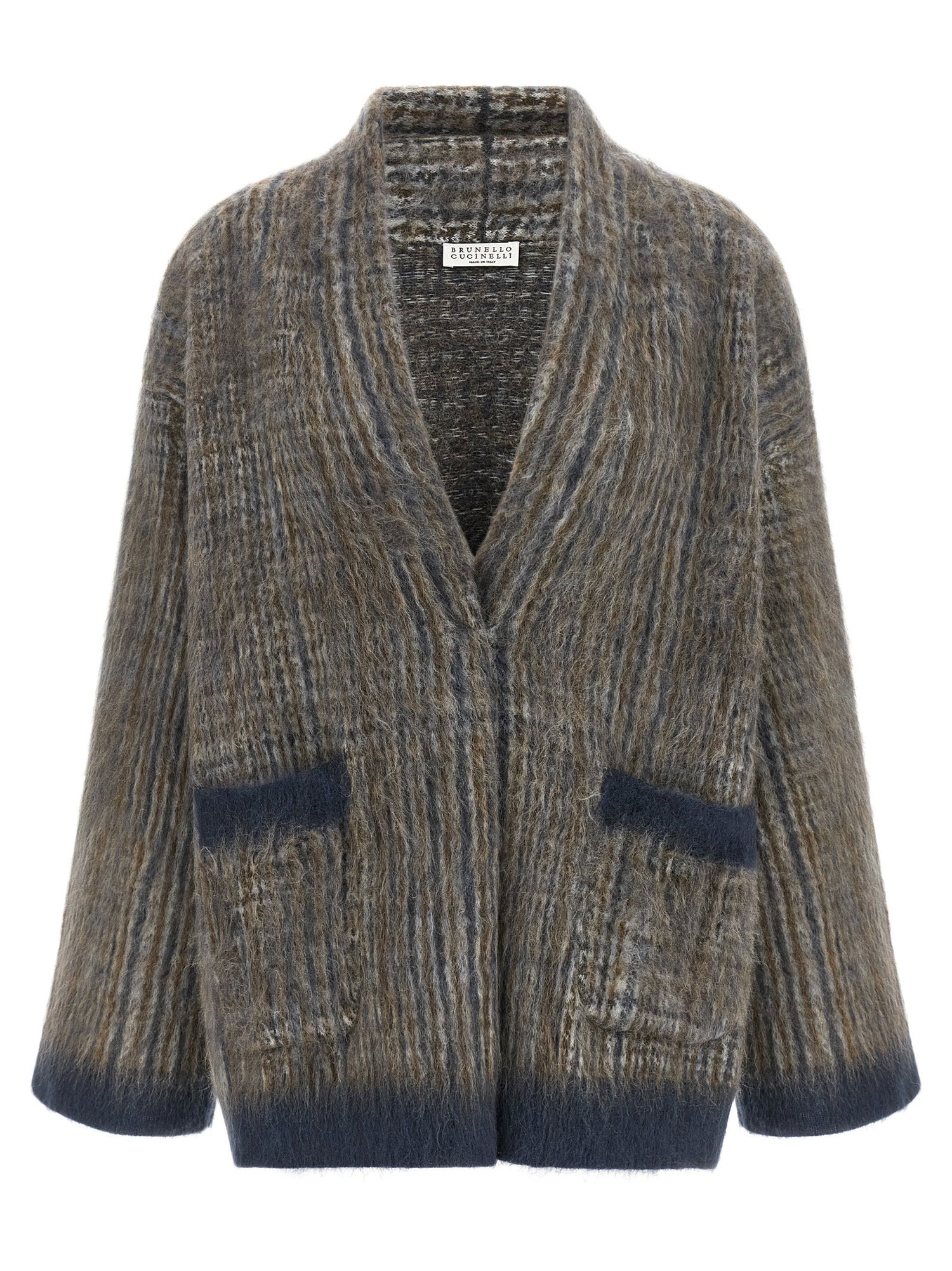 Brunello Cucinelli Cardigan With Scarf Gray