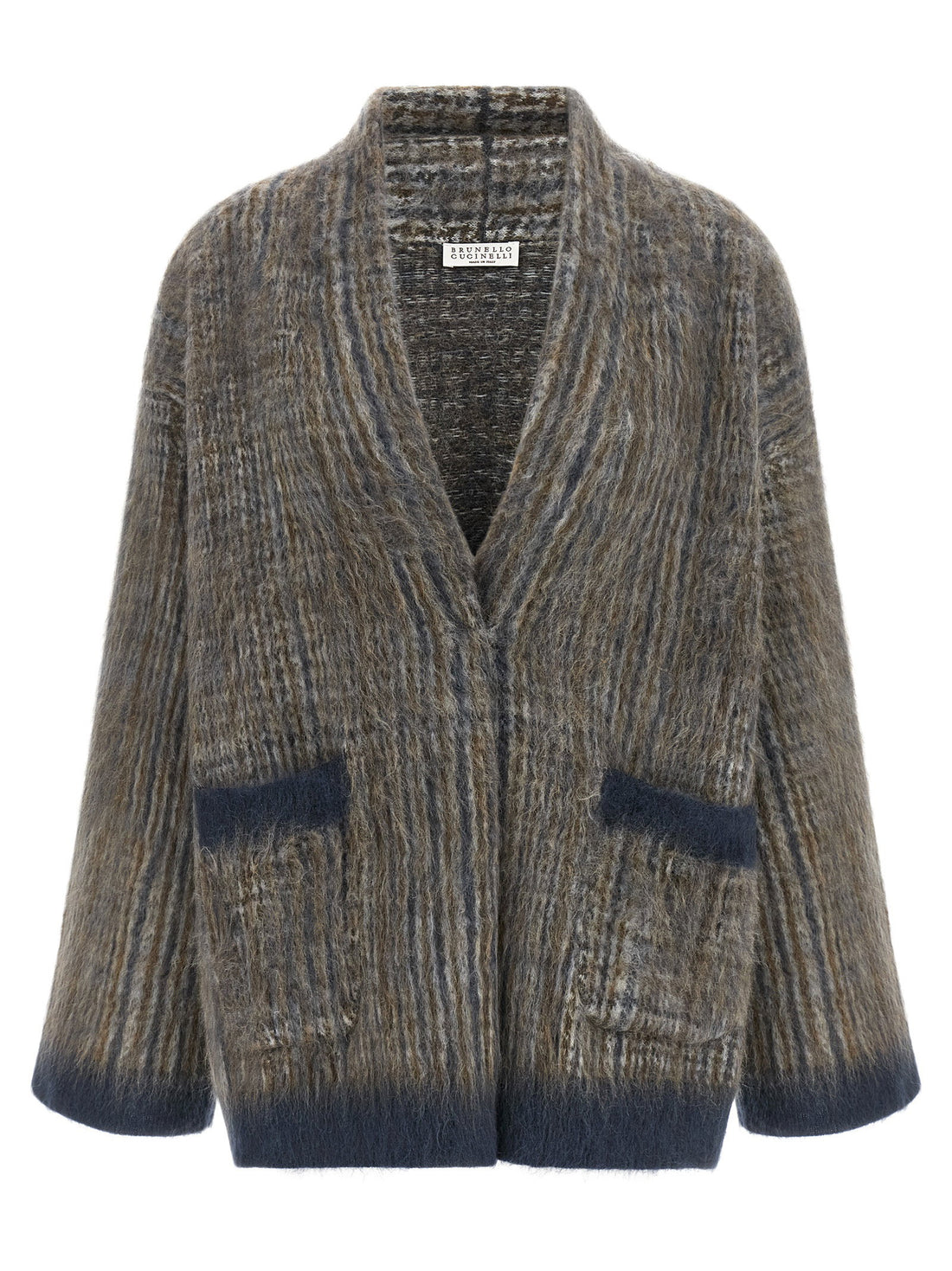 Brunello Cucinelli Cardigan With Scarf Gray