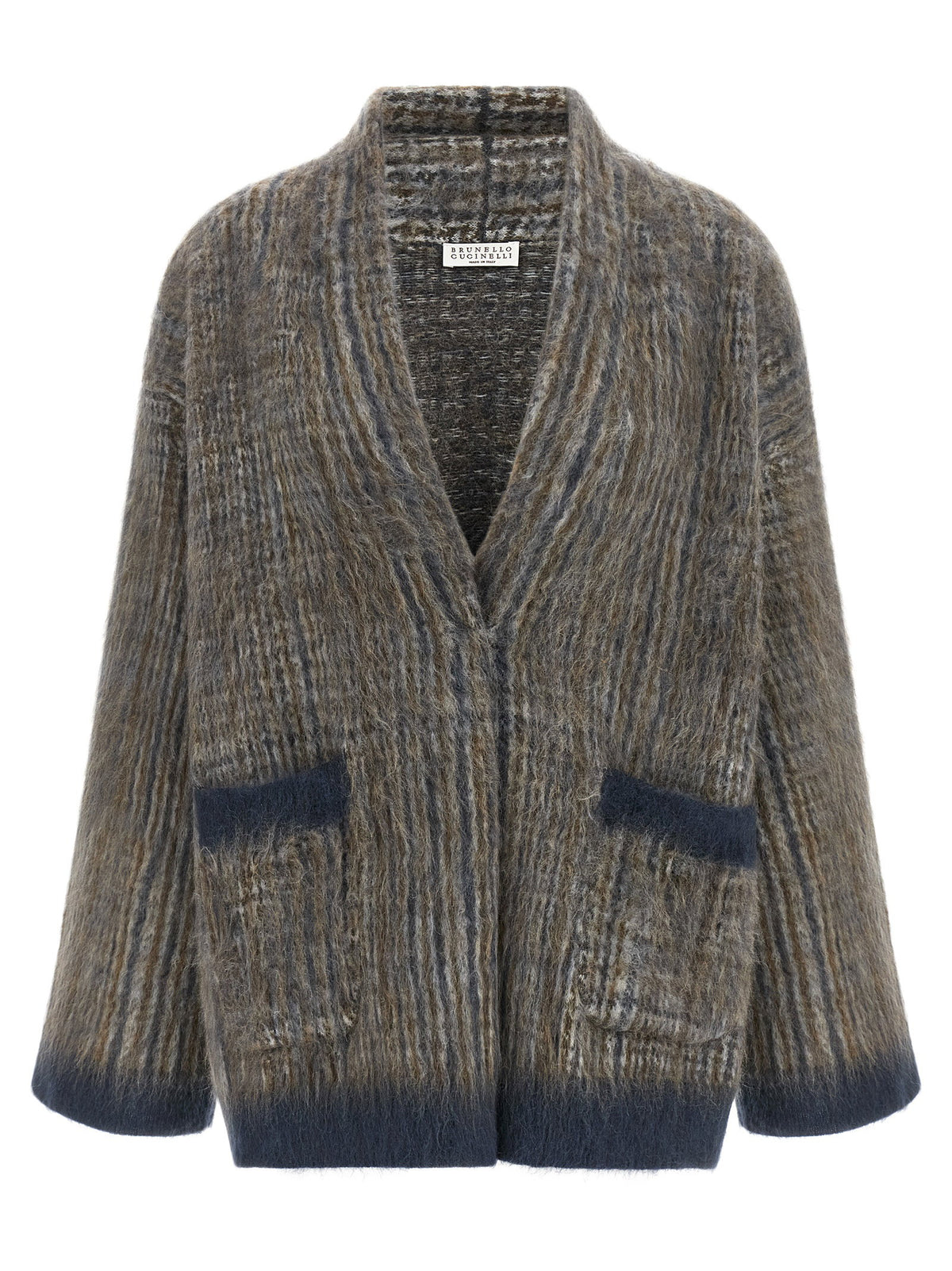 Brunello Cucinelli Cardigan With Scarf Gray