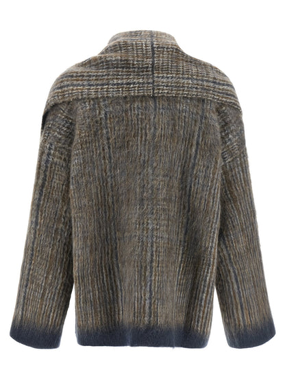 Brunello Cucinelli Cardigan With Scarf Gray