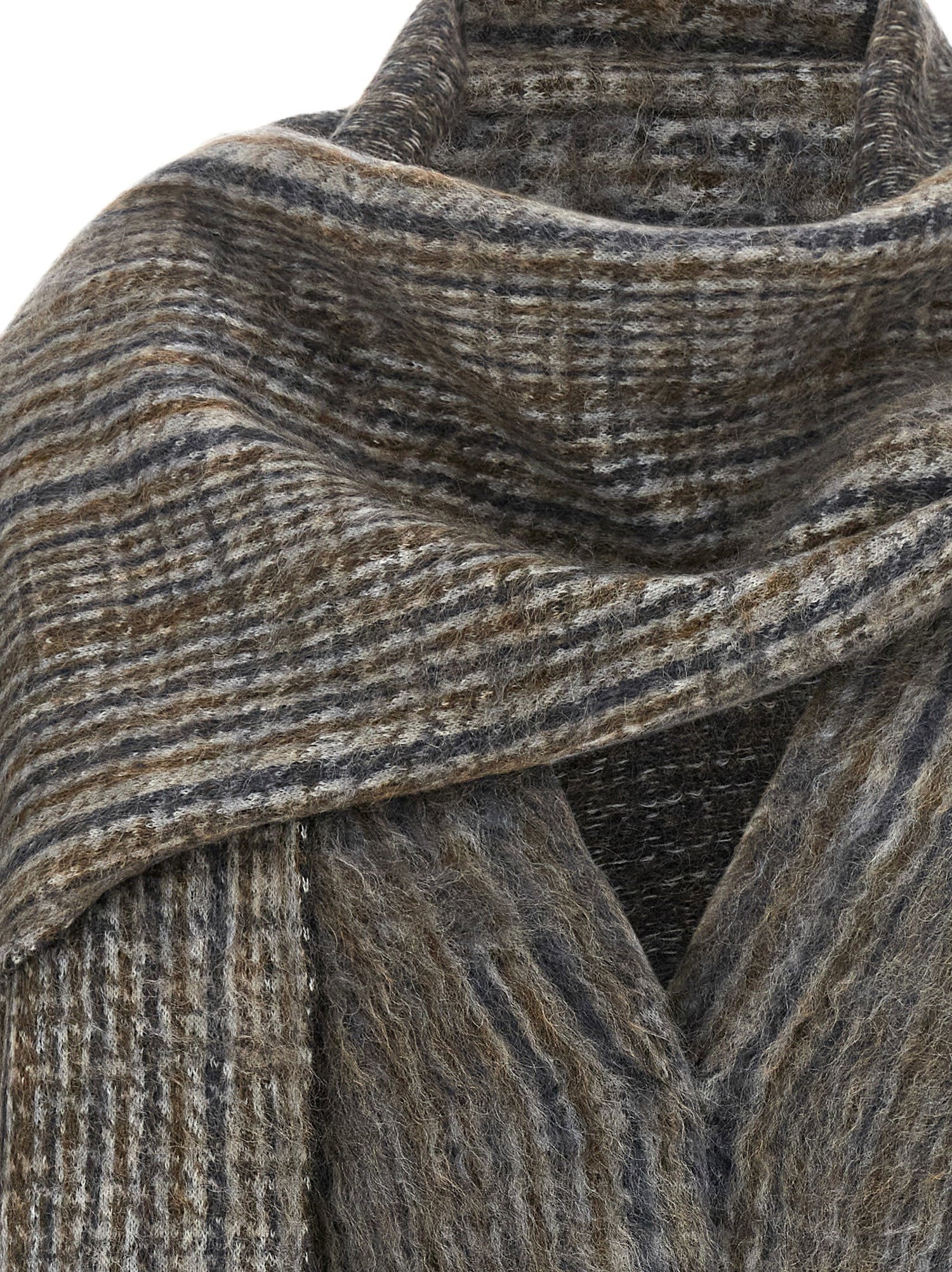 Brunello Cucinelli Cardigan With Scarf Gray
