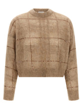 Brunello Cucinelli Sequin Check Sweater Beige
