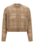 Brunello Cucinelli Sequin Check Sweater Beige