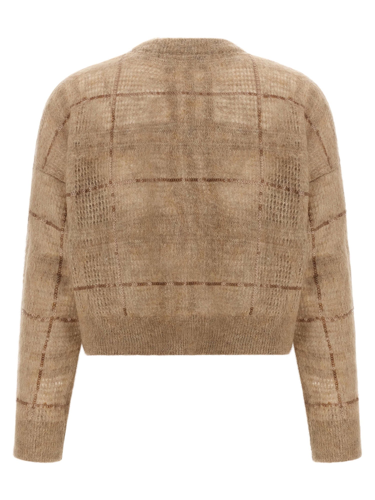 Brunello Cucinelli Sequin Check Sweater Beige