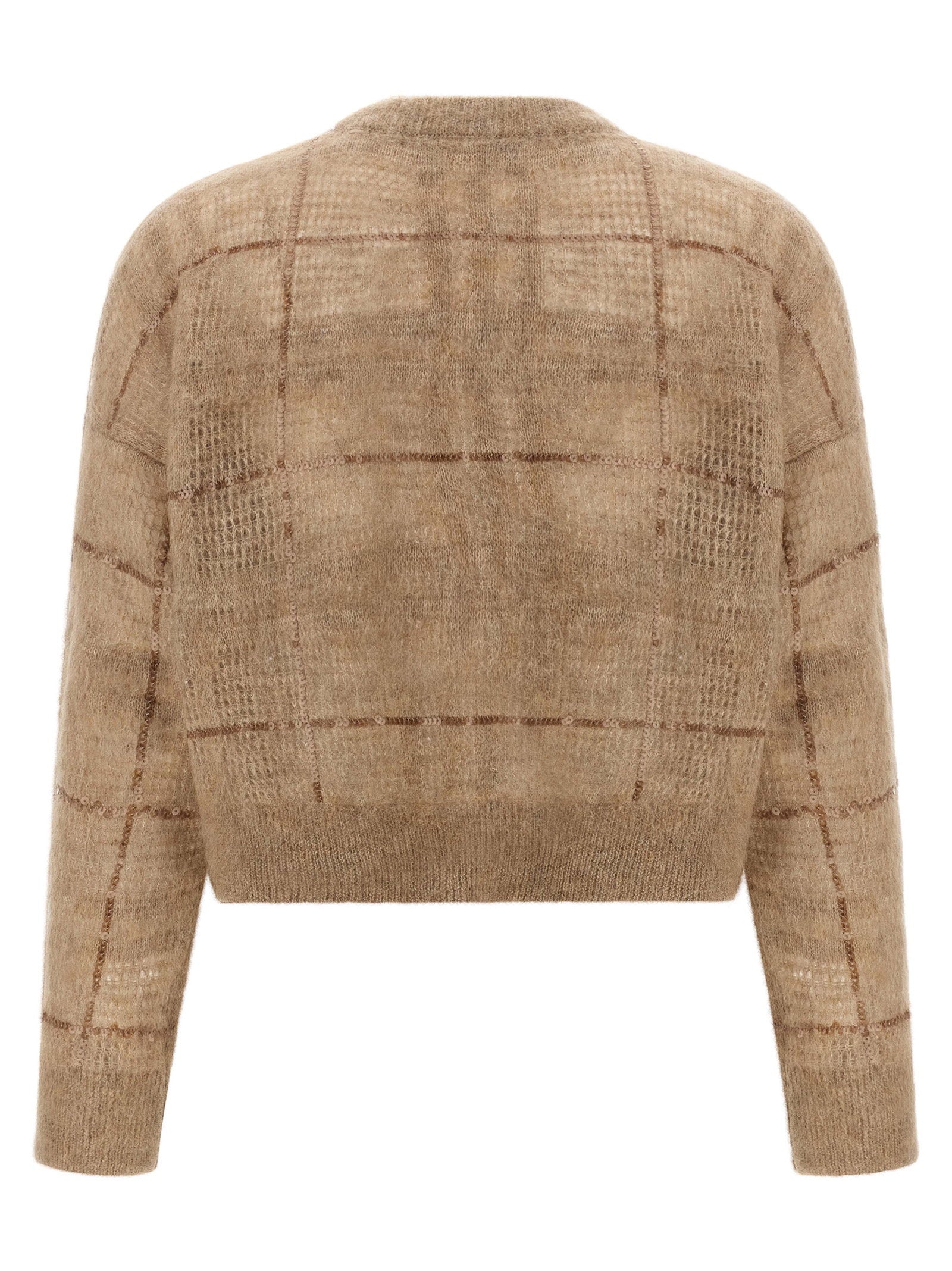 Brunello Cucinelli Sequin Check Sweater Beige