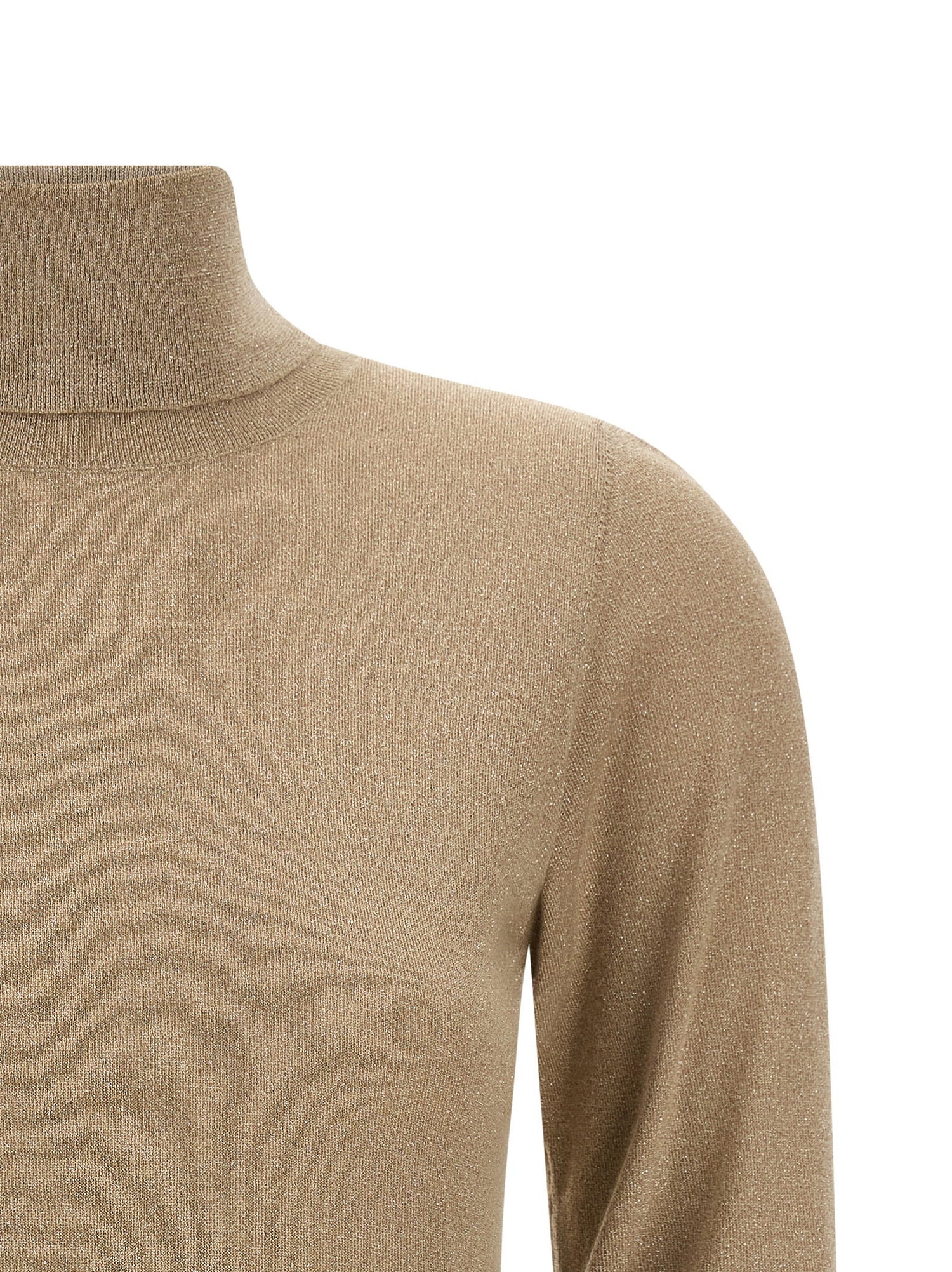 Brunello Cucinelli Sparkling Turtleneck Sweater Beige