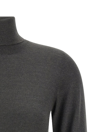 Brunello Cucinelli Sparkling Turtleneck Sweater Gray