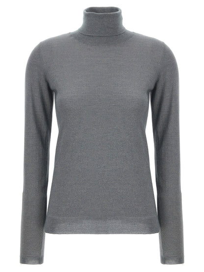 Brunello Cucinelli Sparkling Turtleneck Sweater Gray