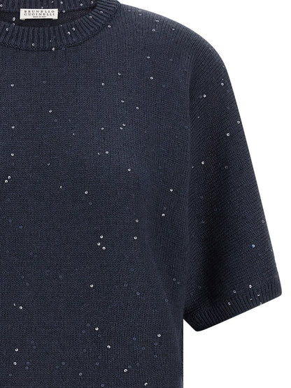 Brunello Cucinelli Diamante Sweater Blue