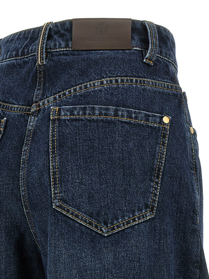 Brunello Cucinelli Wide Barrel Full Lenght Jeans Blue
