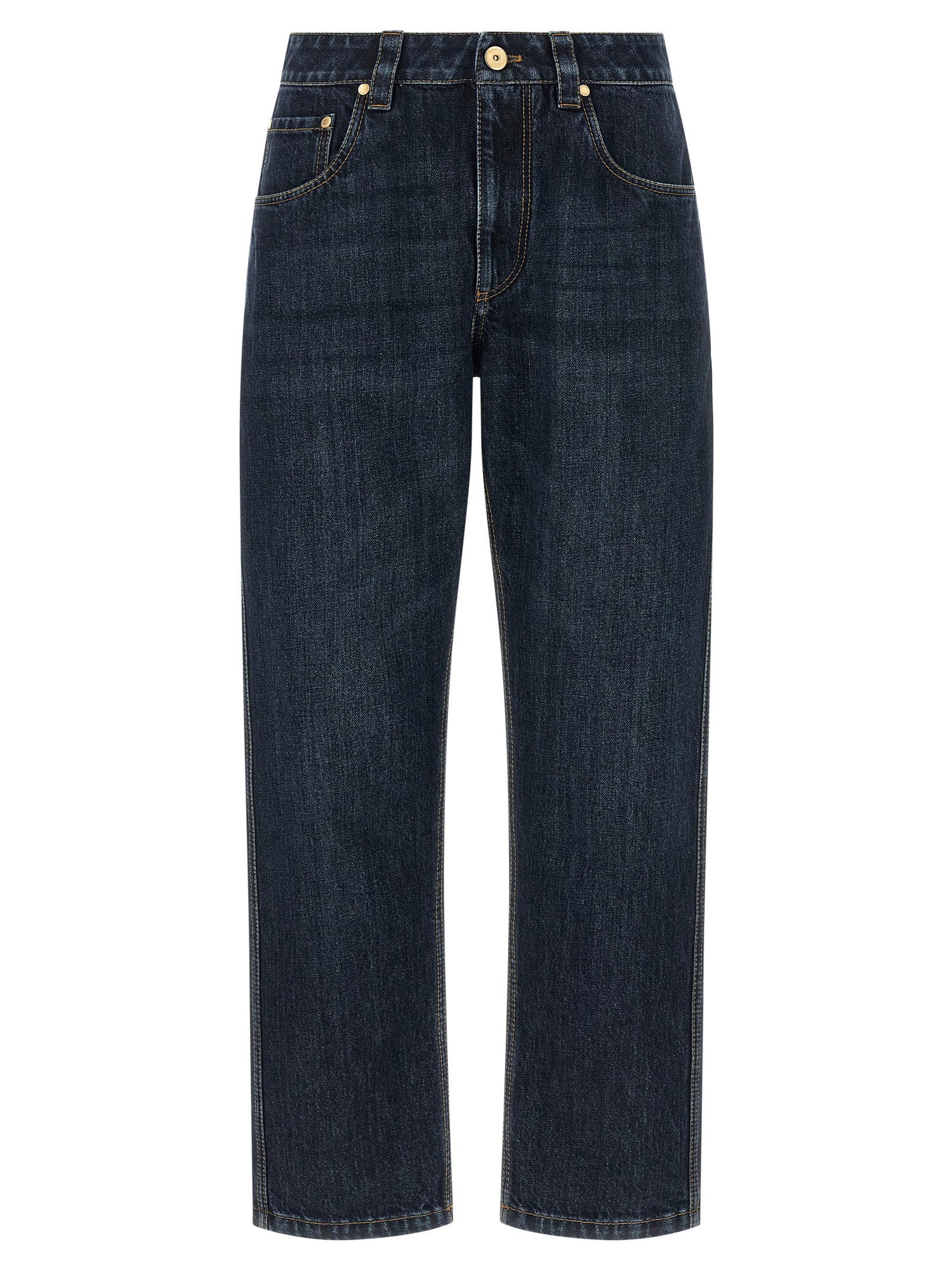 Brunello Cucinelli Shiny Bartack Jeans Blue